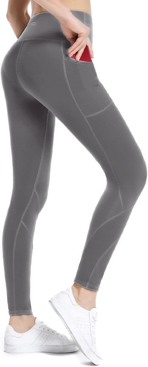 High Waisted Tummy Control Leggings-Yoga-Pants with Pockets Leggings for Women Workout Squat Proof Tights